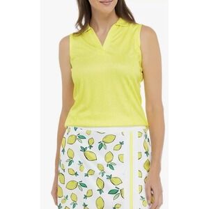 PGA Polo Golf Shirt Women's Small  Airflux Lemon Tonic Sleeveless New